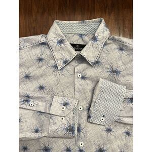 Bugatchi Men's Large  Blue Floral Long Sleeve Button  Shirt